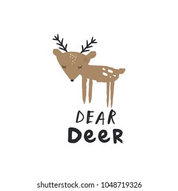 Vector and jpg image. Cartoon little deer and lettering. Scandinavian art.
Decor elements for your stuff and graphic design. Good for kids products and gifts. Clipart. Isolated. svg