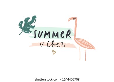 Vector and jpg image, clipart, isolated. Funny cute flamingos art, summer stylish Illustration, unique print for posters, cards, mugs, clothes, childs goods and other.