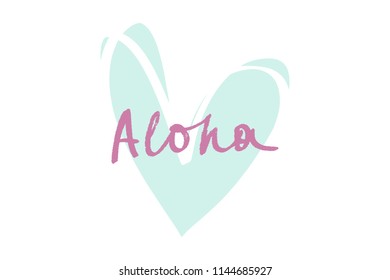 Vector and jpg image, clipart. Summer sign, aloha text. Baby style Illustration, unique print for posters, cards, mugs, clothes and other.