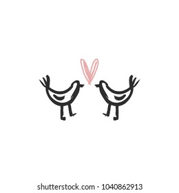 Vector and jpg image. Hand drawn funny birds in love. Scandinavian art.
Decor elements for your stuff and graphic design. Good for gift card. Clipart. Isolated.