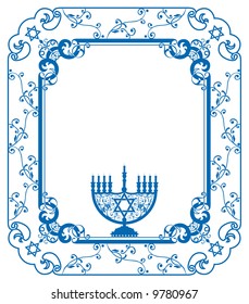 Vector judaism frame with Menorah