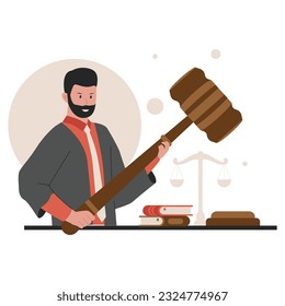 Vector judge concept, flat illustration vector. Illustration for website, landing page, mobile app, poster and banner. Trendy flat vector illustration