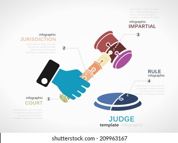 Ilustración de infografías de jueces vectores hecha de piezas de rompecabezas