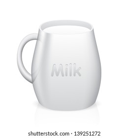 Vector jug of fresh milk isolated on white