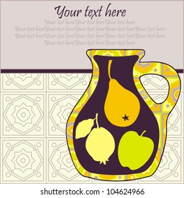 vector  jug with fruit compote and text frame