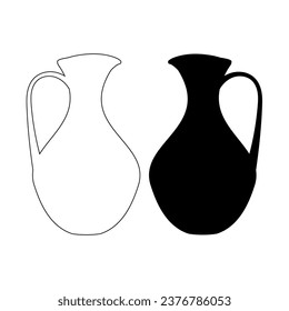 Vector jug in a simple shape with a silhouette and outline in black