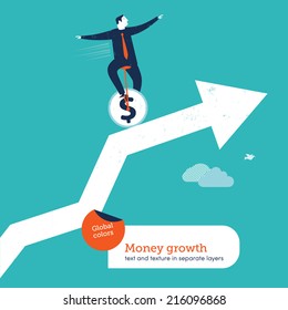 Vector juggler with unicycle on a chart. Vector illustration Eps10 file. Global colors. Text and Texture in separate layers.