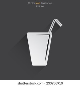 Vector juice glass web icon, flat design