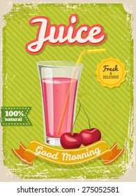 Vector Juice Poster In Vintage Style With Typography Elements