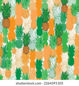 Vector juicy pineapples seamless pattern background. Perfect for fabric, scrapbooking and wallpaper projects. Great for paper packaging, textile and many more. Surface pattern design