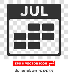Vector July Calendar Grid EPS vector pictogram. Illustration style is flat iconic gray symbol on a transparent background.