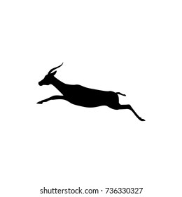 Vector jump antelope silhouette view side for retro logos, emblems, badges, labels template vintage design element. Isolated on white background