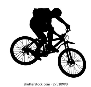 Vector Jump With A Mountain Bike - Silhouette