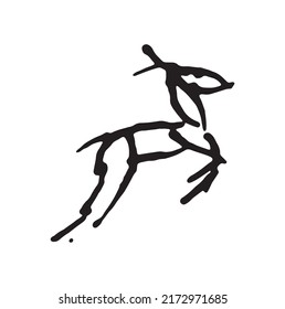 Vector Jumping Deer, Hand Illustration.