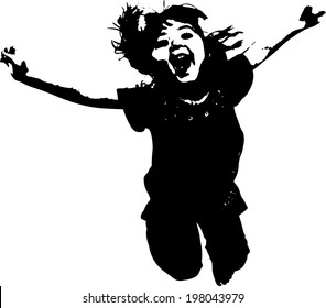 Vector Of Jumping Girl Silouette