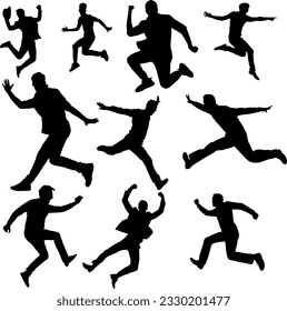 vector jumping man silhoutte collection design