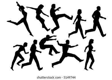 vector jumping man woman