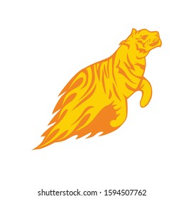 Vector jumping silhouette of a tiger
