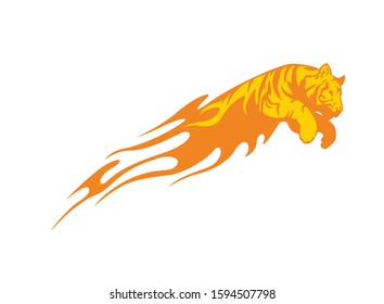 Vector Jumping Silhouette Of A Tiger