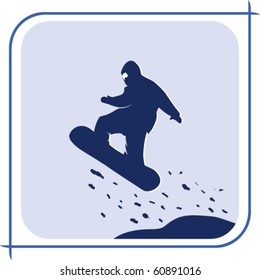 vector jumping snowboarder on a blue background