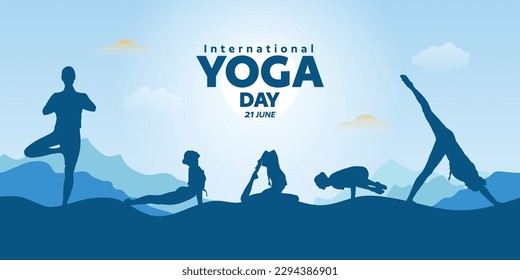 Vector June 21st celebrations of world yoga day banner design - Shutterstock ID 2294386901
