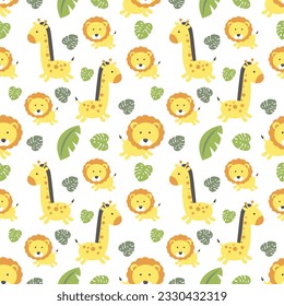 vector jungle animal seamless pattern