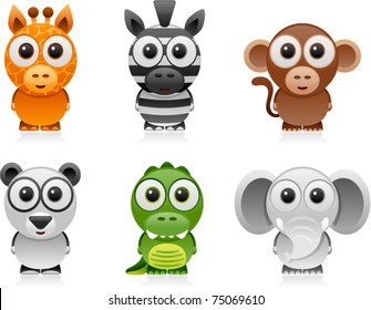 vector jungle animals cartoon set 1