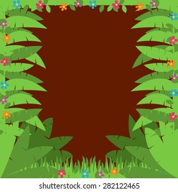 Vector Jungle Background with Vines and Leaves