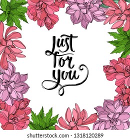 Vector Jungle botanical succulent flower. Wild spring leaf isolated. Engraved ink art illustration. Frame border ornament square.