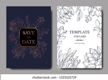 Vector Jungle botanical succulent flower. Wild spring leaf isolated. Engraved ink art. Wedding background card floral decorative border. Elegant card illustration graphic set banner.