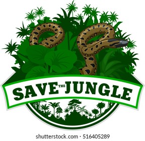 Vector Jungle Emblem with anaconda