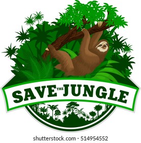 Vector Jungle Emblem with sloth