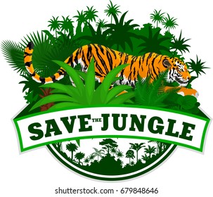 Vector Jungle Emblem with tiger