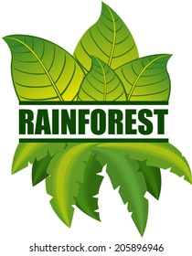 Vector Jungle Label or Emblem with Tropical Rainforest leaves