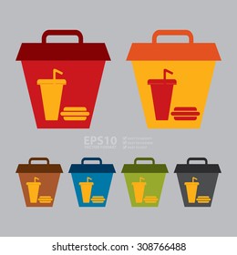 Vector : Junk Food Bin Infographics Flat Icon, Sign