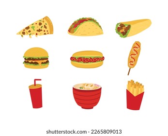 Vector Junk Food Meat and Cheese Burger