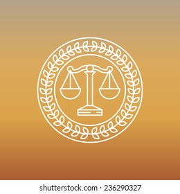 Vector juridical and legal logo and sign - line label