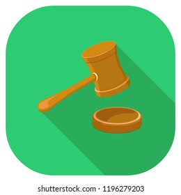 Vector justice hammer flat icon illustration.