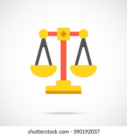 Vector justice scales icon. Modern flat design vector illustration concept for web banners, web and mobile app, web sites, printed materials, infographics. Vector icon isolated on gradient background