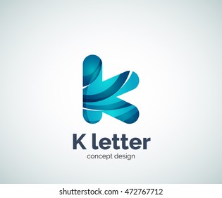 Vector k letter logo, abstract geometric logotype template, created with overlapping elements