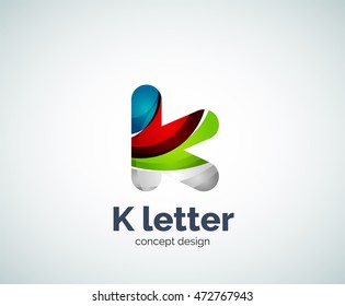 Vector k letter logo, abstract geometric logotype template, created with overlapping elements