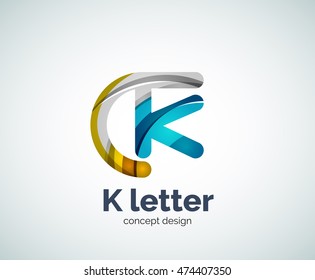 Vector k letter logo, abstract geometric logotype template, created with overlapping elements
