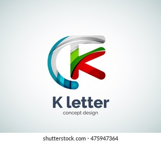 Logotipo de letra vectorial k, plantilla de logotipo geométrico abstracto, creada con elementos superpuestos