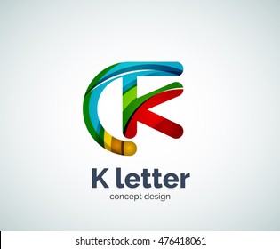 Logotipo de letra vectorial k, plantilla de logotipo geométrico abstracto, creada con elementos superpuestos