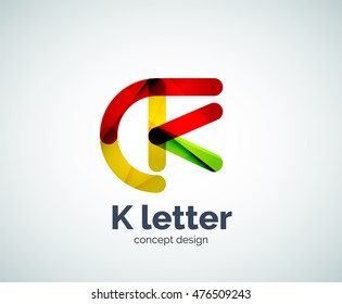 Vector k letter logo, abstract geometric logotype template, created with overlapping elements