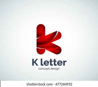 Vector k letter logo, abstract geometric logotype template, created with overlapping elements