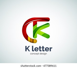 Logotipo de letra vectorial k, plantilla de logotipo geométrico abstracto, creada con elementos superpuestos