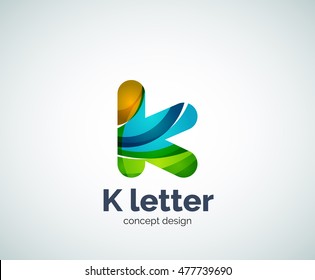 Vector k letter logo, abstract geometric logotype template, created with overlapping elements