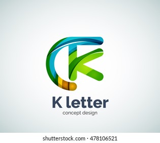 Logotipo de letra vectorial k, plantilla de logotipo geométrico abstracto, creada con elementos superpuestos