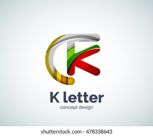 Vector k letter logo, abstract geometric logotype template, created with overlapping elements